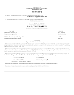 form 10-q pall corporation - Investor Relations Solutions