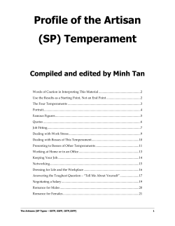 Profile of the Artisan (SP) Temperament
