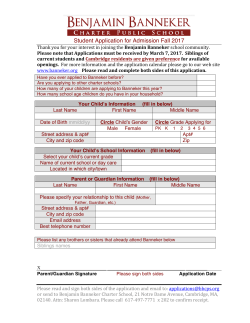 Student Application for Admission Fall 2017