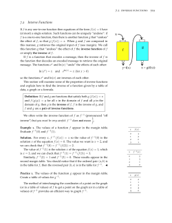 7.2 Inverse Functions - Contemporary Calculus