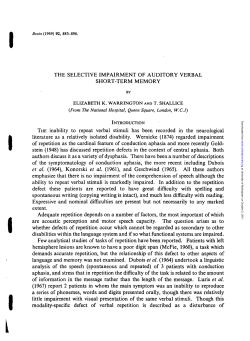 the selective impairment of auditory verbal short-term memory