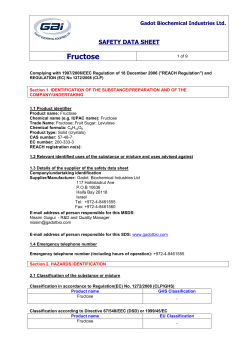 Fructose - Gadot Biochemical Industries Ltd