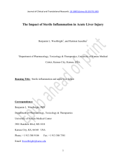 The Impact of Sterile Inflammation in Acute Liver Injury