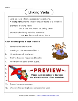 Linking Verbs - Super Teacher Worksheets