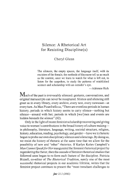 Silence: ARhetorical Art for Resisting Discipline(s)
