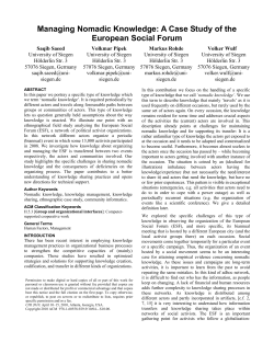 Managing Nomadic Knowledge: A Case Study of the