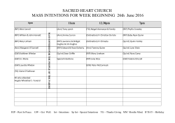 SACRED HEART CHURCH MASS INTENTIONS FOR WEEK