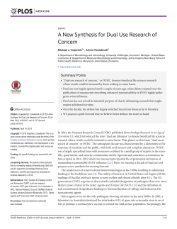 A New Synthesis for Dual Use Research of Concern