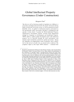 Global Intellectual Property Governance (Under Construction)