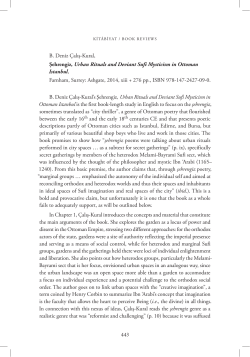 B. Deniz &Ccedil;alış-Kural, Şehrengiz, Urban Rituals and Deviant Sufi