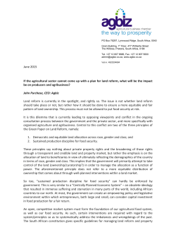 If the agricultural sector cannot come up with a plan for land reform