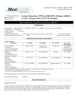 Carbon Monoxide 1 PPM to 1000 PPM, Methane 0.0001% to 2.5