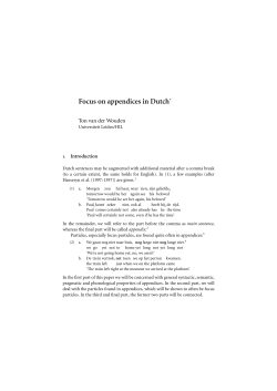 Focus on appendices in Dutch