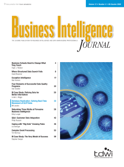 Business Intelligence Journal, Volume 13, Number 4