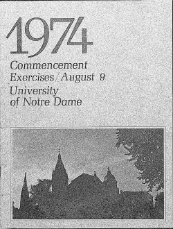 1974-08-09 University of Notre Dame Commencement Program