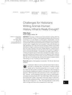 Challenges for Historians Writing Animal&ndash;Human History