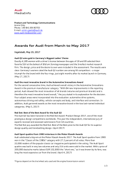 Awards for Audi from March to May 2017 - AUDI Media