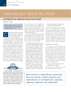 Banish the Word!&mdash;And Rebuild Your Indemnity Clause from Scratch