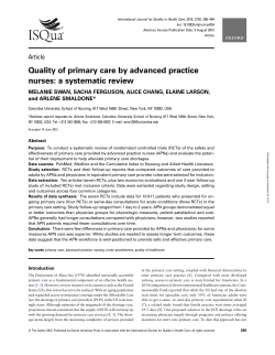 Quality of primary care by advanced practice nurses