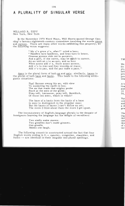 A Plurality of Singular Verse - Digital Commons @ Butler University