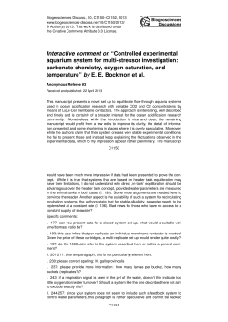 Interactive comment on &ldquo;Controlled experimental aquarium system