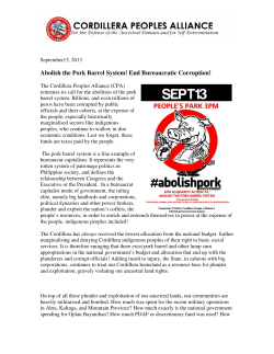 CPA Statement: Abolish the Pork Barrel System! End Bureaucratic