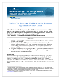 Profiles of the Restaurant Workforce and the Restaurant