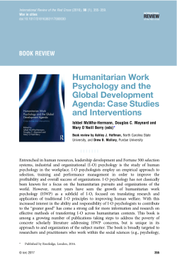 Humanitarian Work Psychology and the Global Development