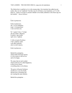 7269 LANDINI &ndash; THE SECOND CIRCLE, sung texts