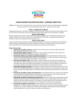 JUNIOR MARINE EXPLORATION WEEK: LEARNING OBJECTIVES