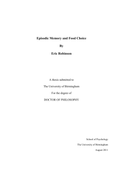 Episodic Memory and Food Choice