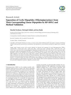 Separation of Cyclic Dipeptides (Diketopiperazines) from Their