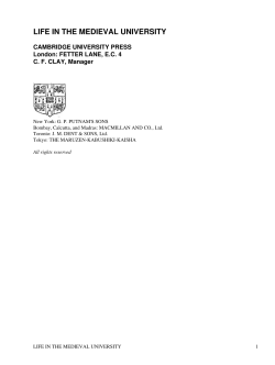 Life In The Medieval University