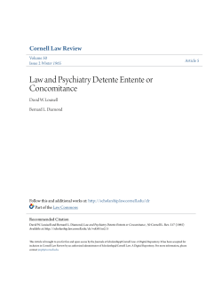 Law and Psychiatry Detente Entente or Concomitance