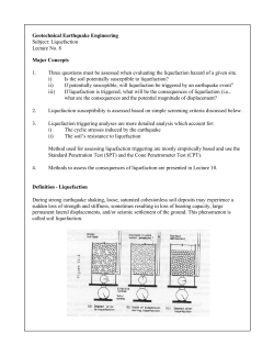 Geotechnical Earthquake Engineering Subject: Liquefaction Lecture