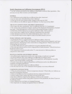 Study Questions on California Government (PS l)