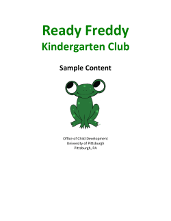 Kindergarten Clubs Curriculum -- Sample Content