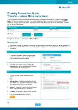 Workday Transaction Guide Transfer &ndash; Lateral Move (same team)