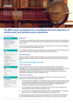 The MCA issues amendments for consolidated financial