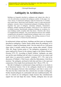 Ambiguity in Architecture