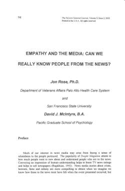 EMPATHY AND THE MEDIA: CAN WE REALLY KNOW PEOPLE