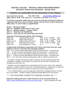 FOOTHIL COLLEGE - PHYSICAL EDUCATION