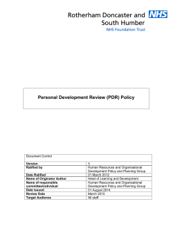 Personal Development Review (PDR) Policy