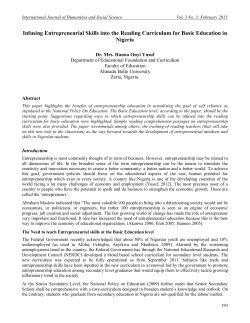 Infusing Entrepreneurial Skills into the Reading Curriculum for Basic