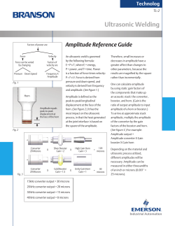 Amplitude Reference Guide Ultrasonic Welding