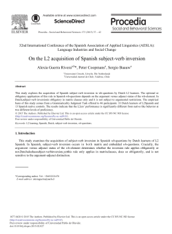 On the L2 Acquisition of Spanish Subject-Verb Inversion