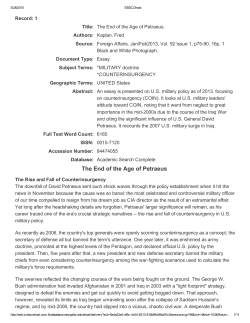 The End of the Age of Petraeus