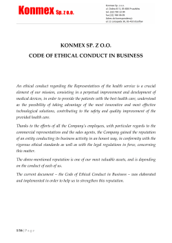 KONMEX SP. Z O.O. CODE OF ETHICAL CONDUCT IN BUSINESS