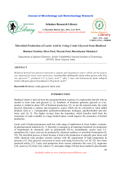 Scholars Research Library Microbial Production of Lactic Acid by