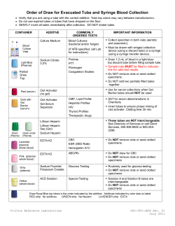 Order of Draw for Evacuated Tube and Syringe Blood Collection